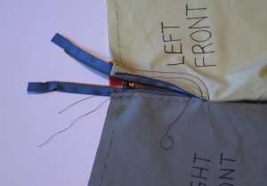 30 zipper shield stitched in place