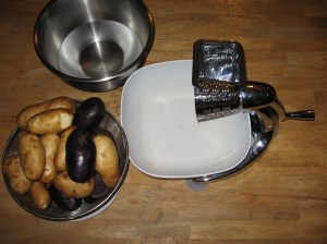 getting ready to grate potatoes to make starch