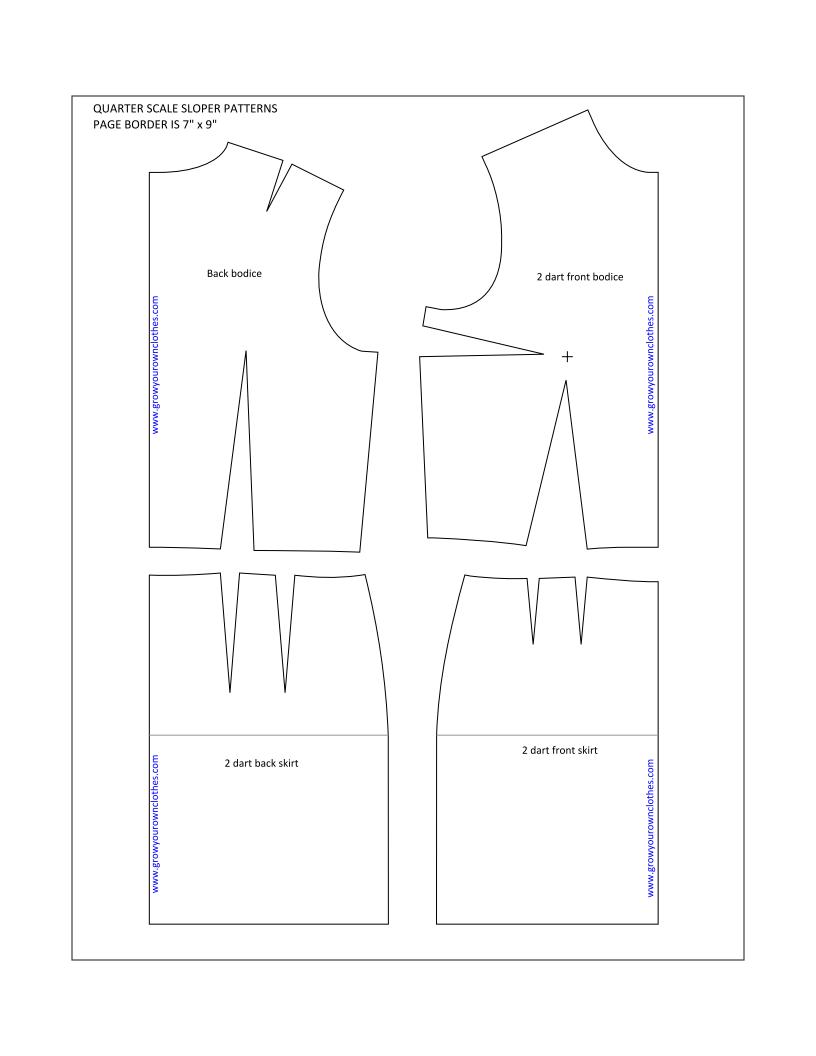 Free Quarter Scale Sloper Patterns | Grow Your Own Clothes