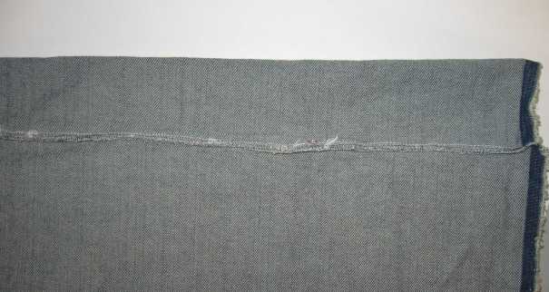 Denim that had the ends sewn together before washing.