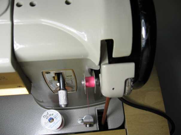 Singer 328k modified for treadling bobbin winder down