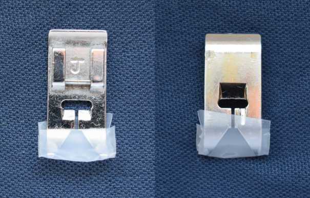 Presser foot taped to use with binder